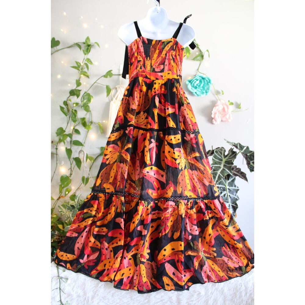 Farm Rio Banana Print Tiered Maxi Dress Size S MSRP $345 – NWOT - Picture 2 of 13